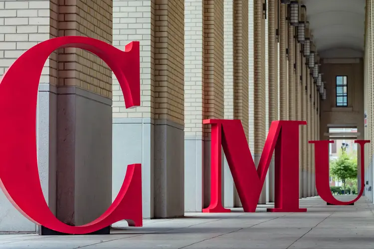 CMU red letters staged on Purnell Center sidewalk