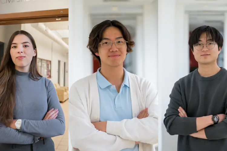 Goldwater Scholars Jana Reiser, Hyojae Park and Sheng Shu.