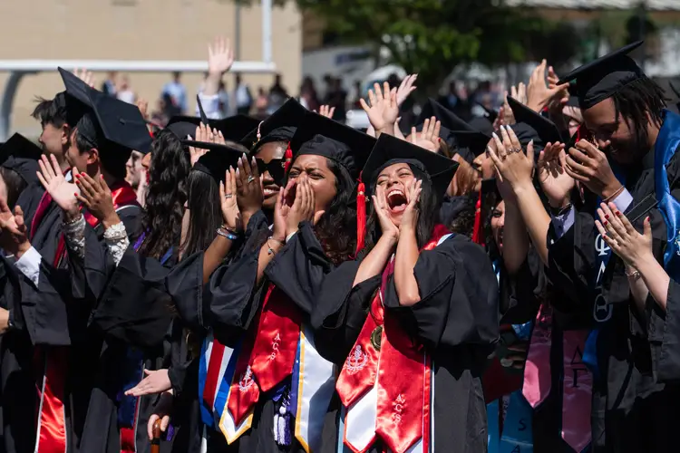Students cheer at CMU Commencement