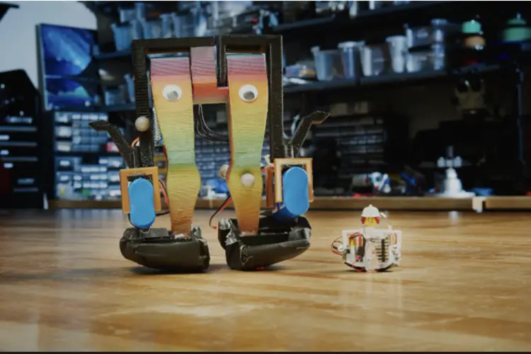 Bipedal robots Mugatu and Zippy.
