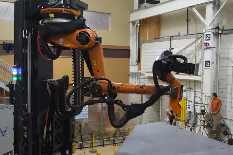 NREC and Concurrent Technologies Corporation developed the Advanced Robotic Laser Coating Removal System to automate the removal of paint and other coatings from U.S. Air Force aircraft. Projects like this demonstrate NREC’s experience translating complex automation into systems that can operate reliably at industrial scale. 